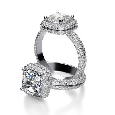 Double Halo Diamond And Platinum Engagement Ring – H&H Jewels