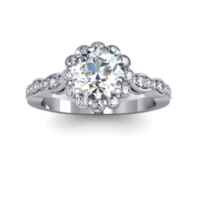 Decorative Cluster Curvilinear Diamond Engagement Ring