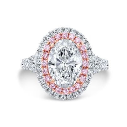 Double halo oval diamond ring online