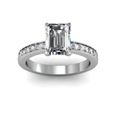 Prong Setting Pave Natural Diamonds Engagement Ring