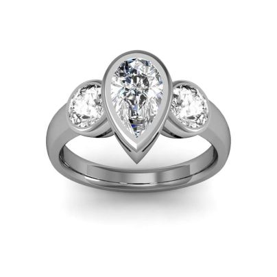 Pear Cut Bezel Set Engagement Ring Settings | Diamond Mansion
