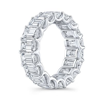 Emerald Cut Eternity Ring U-Setting 9 Carats Diamond