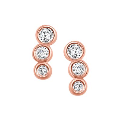 Rose Gold Bezel Diamond Drip Earrings