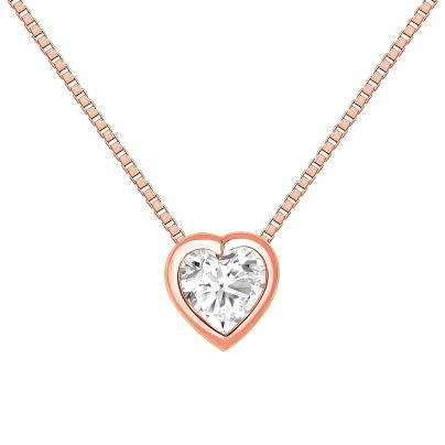 Rose Gold Heart Bezel Diamond Necklace
