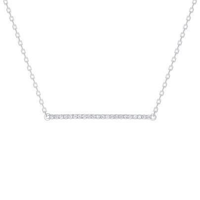 White Gold Horizontal Diamond Bar Necklace