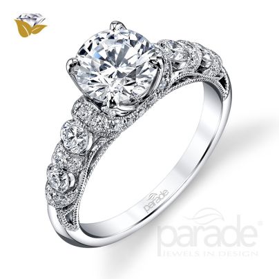 Parade Design Hera Bridal Cluster Milgrain Design Diamond Engagement Ring
