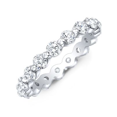 Floating Eternity Band With Single Prong Round Diamonds Going All Around Ring