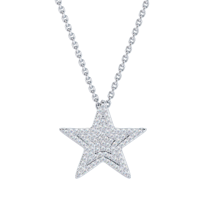 White Gold Star Diamond Necklace Pendant