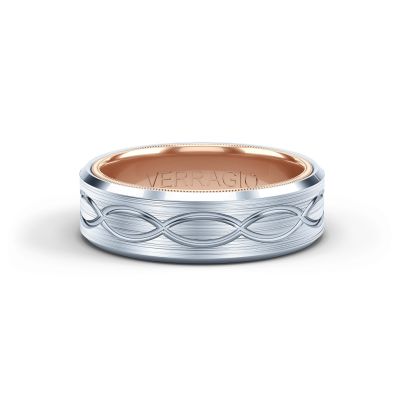 7mm wide band with an exquisite infinity design with rose gold beading