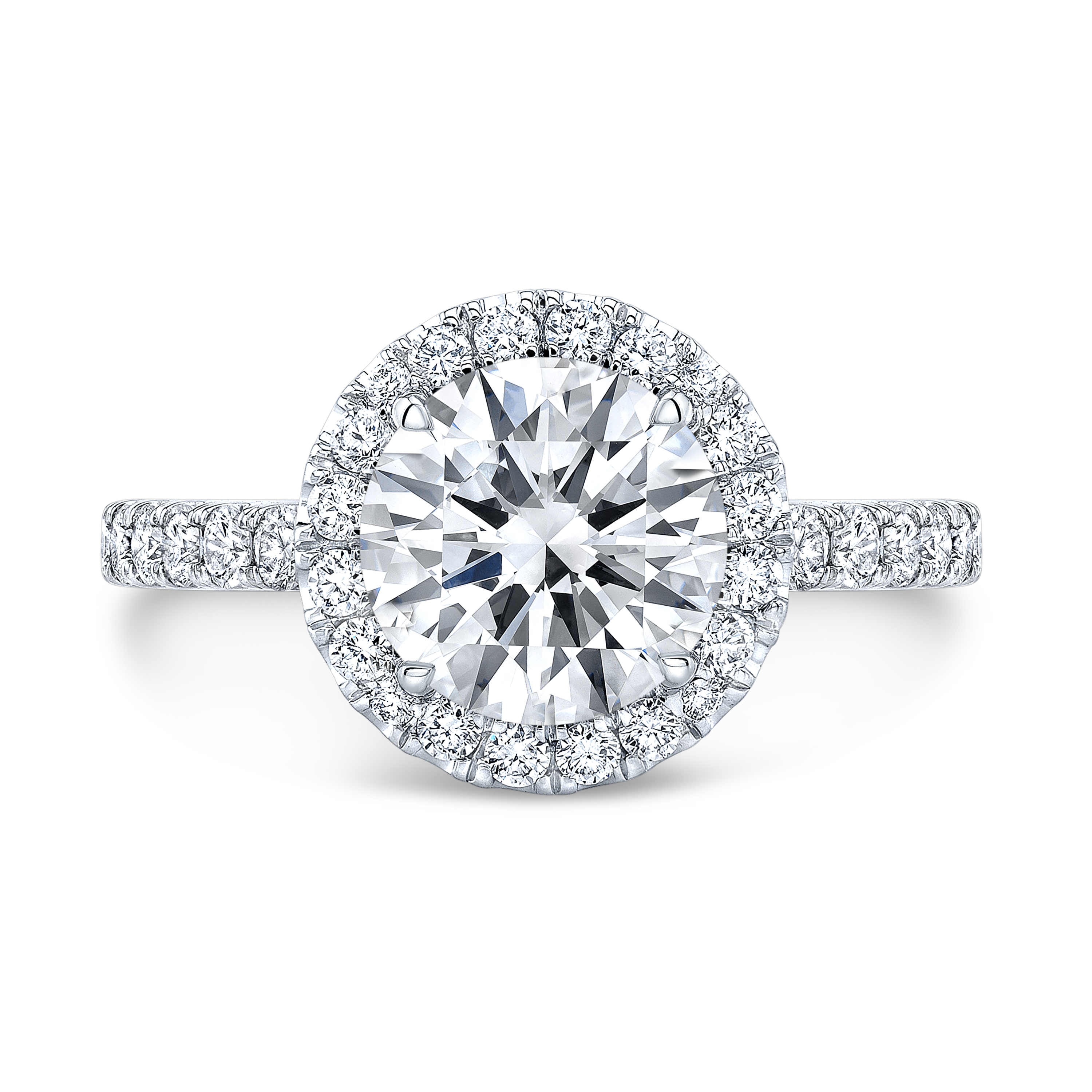 Lady's Round Brilliant Diamond Halo Engagement Ring - Unique Gold & Diamonds