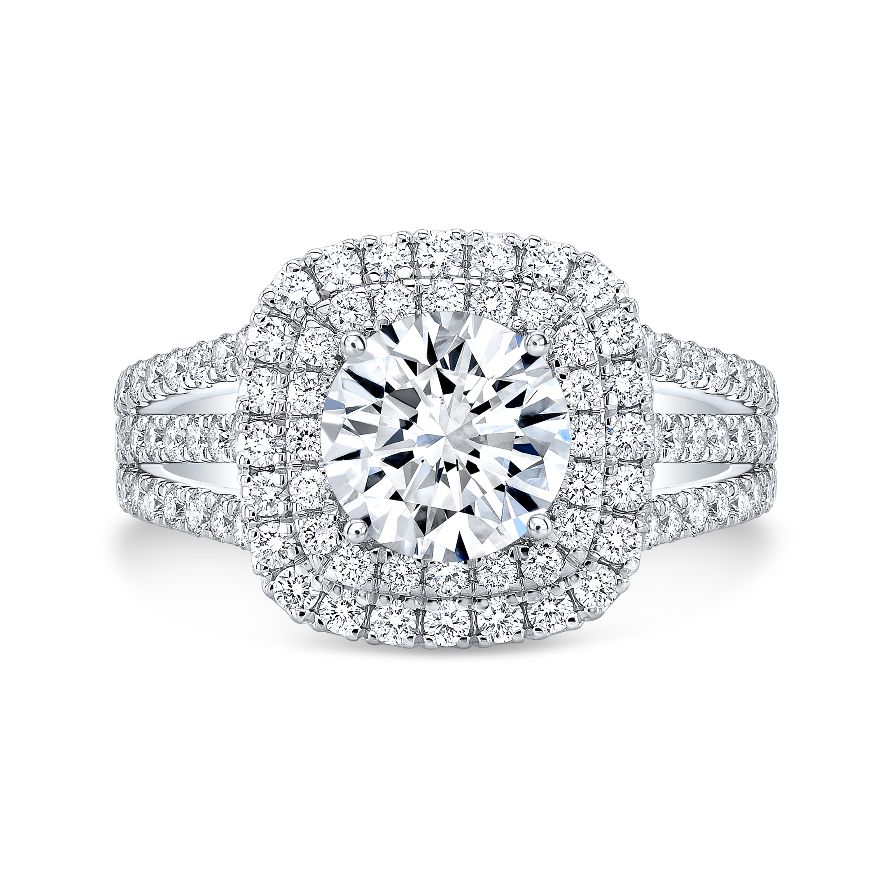 Plat. 2.50ct Round Brilliant Diamond Sapphire Halo Engagement Ring –  Raymond Lee Jewelers
