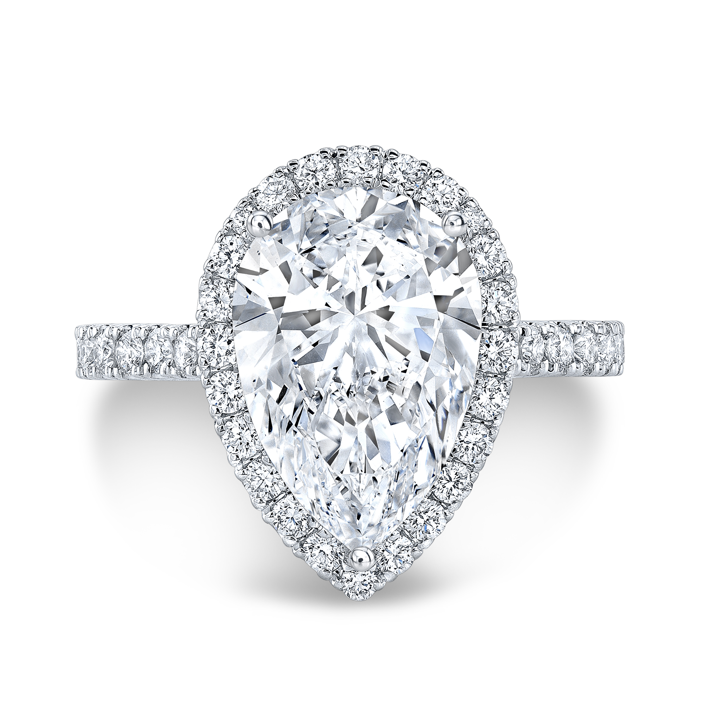 Pear Cut Halo Diamond Engagement Ring