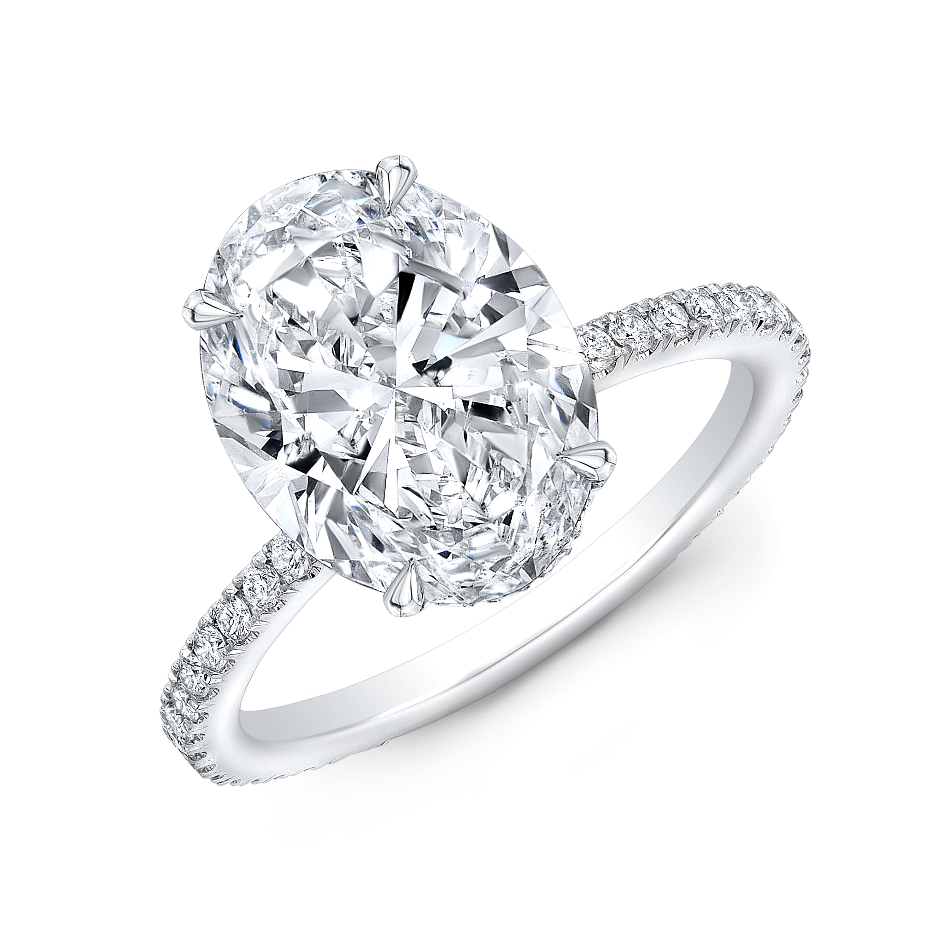 1.6 Ct. Oval Cut Natural Diamond Thin Hidden Halo Pave Diamond Engagement  Ring (GIA Certified)