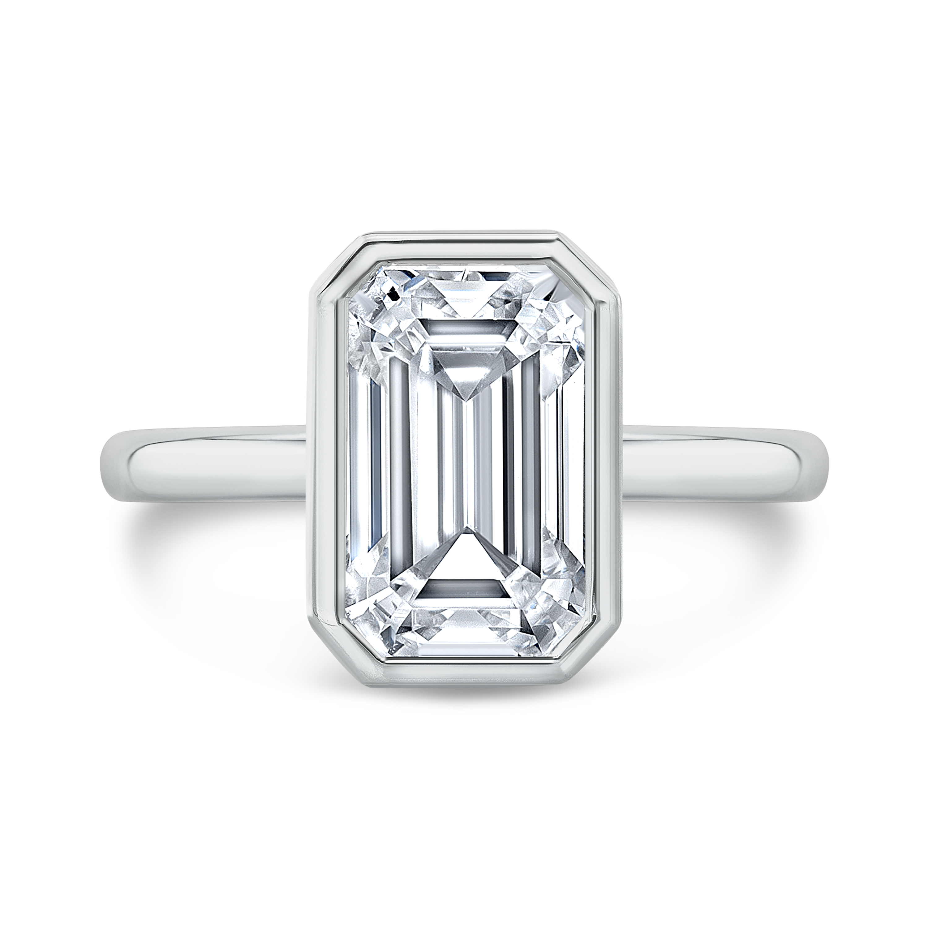 Emerald Cut Hidden Halo Solitaire Engagement Ring - Fae - Sylvie Jewelry