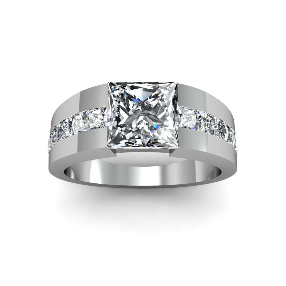 Diamond Wide Wedding Band White Gold Celtic Ring CT7507B