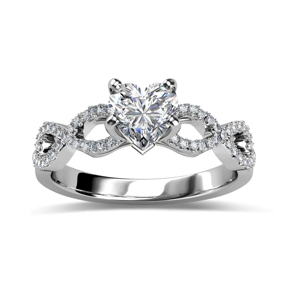 Unique Diamond Natural Pave Infinity Design Diamond Engagement Ring with A 3 ct Center Heart Shape GIA Natural Diamond in White Gold