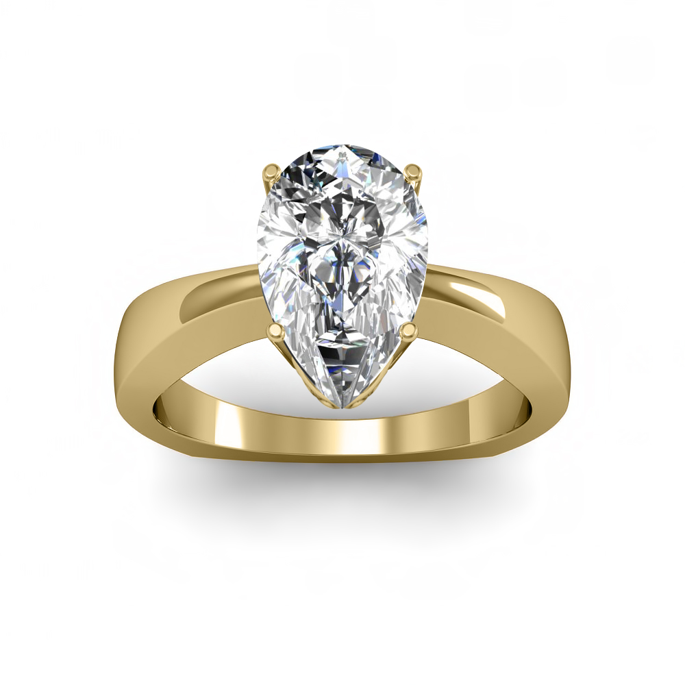 Pear Cut Natural Diamond Solitaire with Round Accent