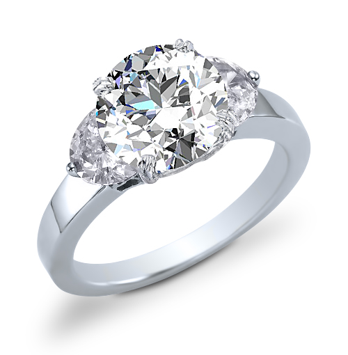 Round and Half Moon Diamond Engagement Ring Los Angeles | Peter Norman