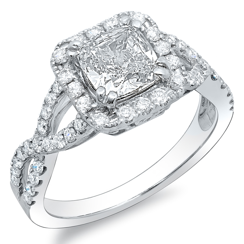 1.54ct. Asscher cut Natural Diamond Natural Diamonds Halo Pave Engagement Ring Mounting (GIA