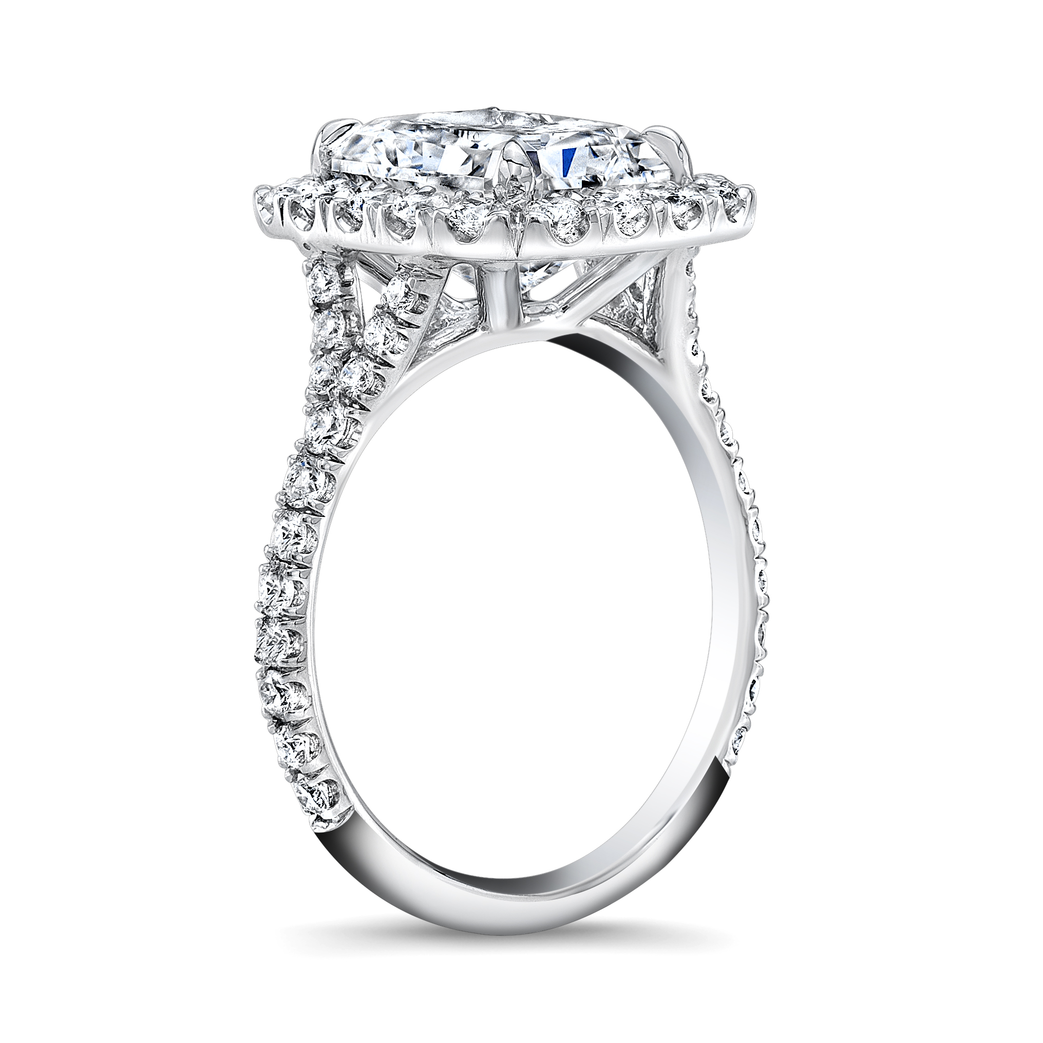 Natural Halo Pave Split Shank Diamond Engagement Ring