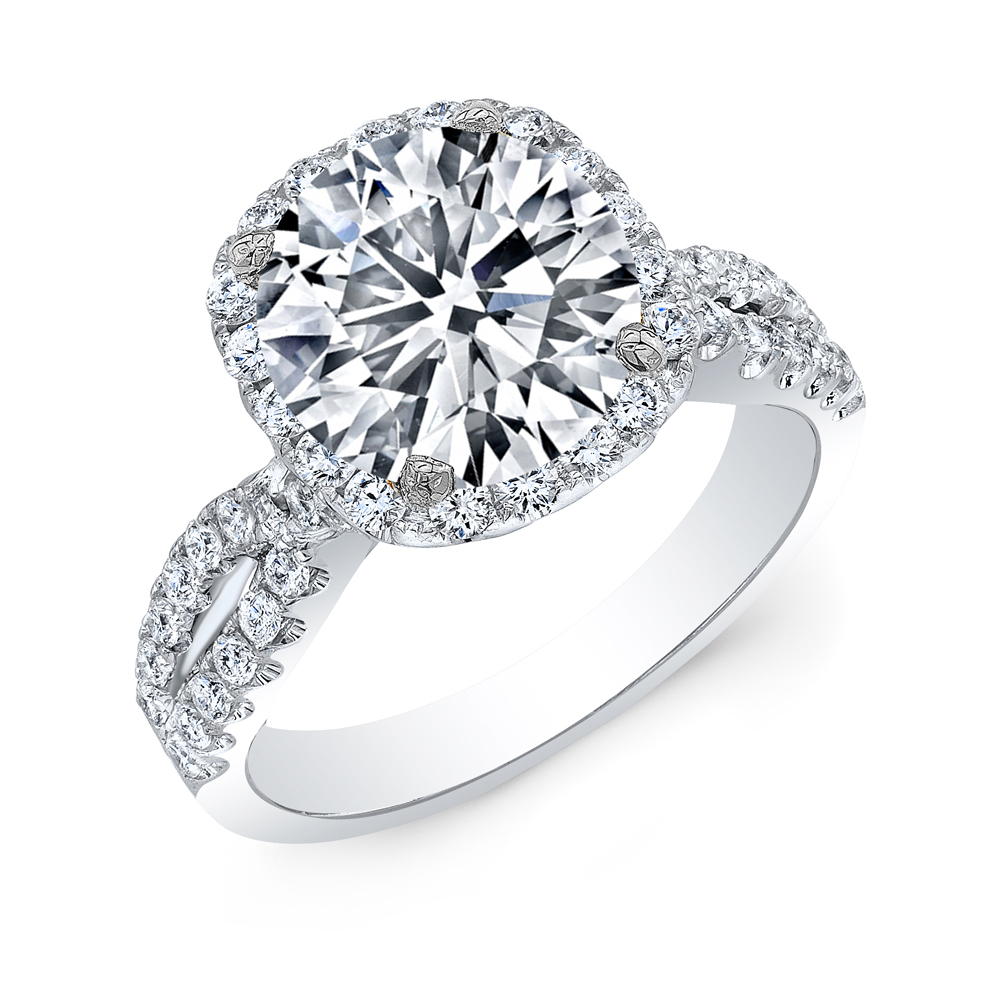 1 78ct Emerald Cut Natural Diamond Halo Pave Twist Milgrains Diamond Engagement Ring Gia