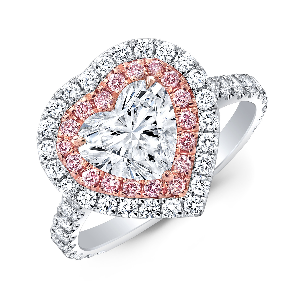 Heart Shaped Pink Diamond Halo Engagement Ring with Pave | Sunny Eden