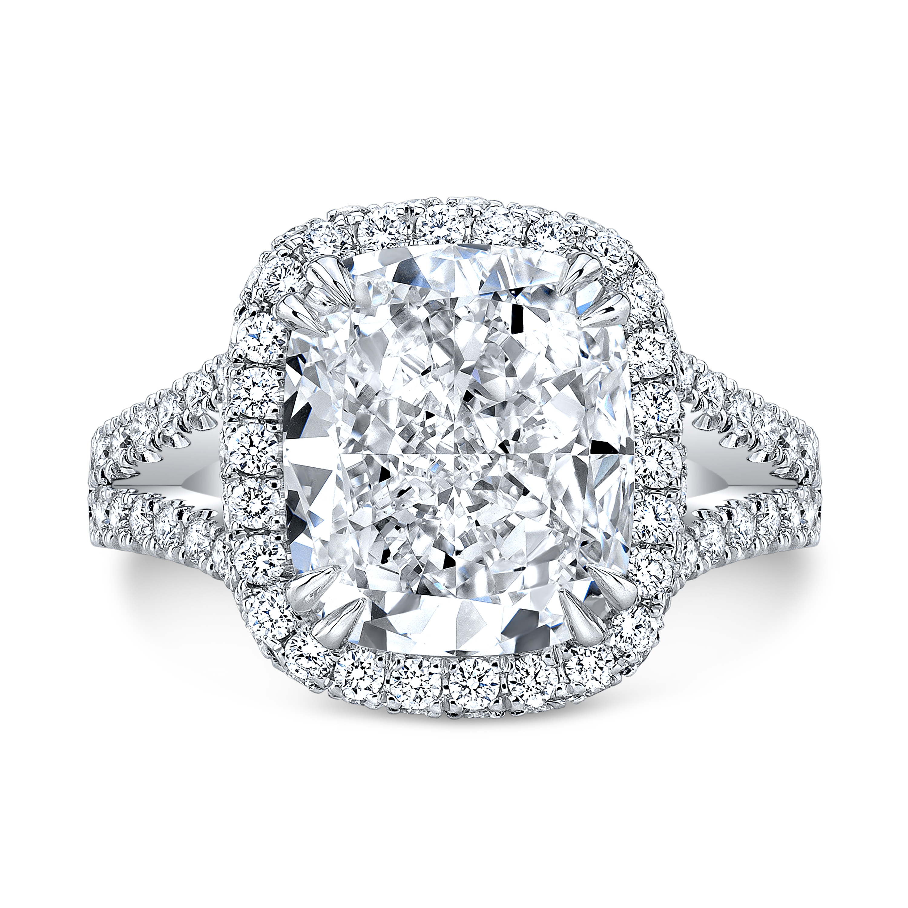 Natural Split Shank Halo Pave Diamond Engagement Ring