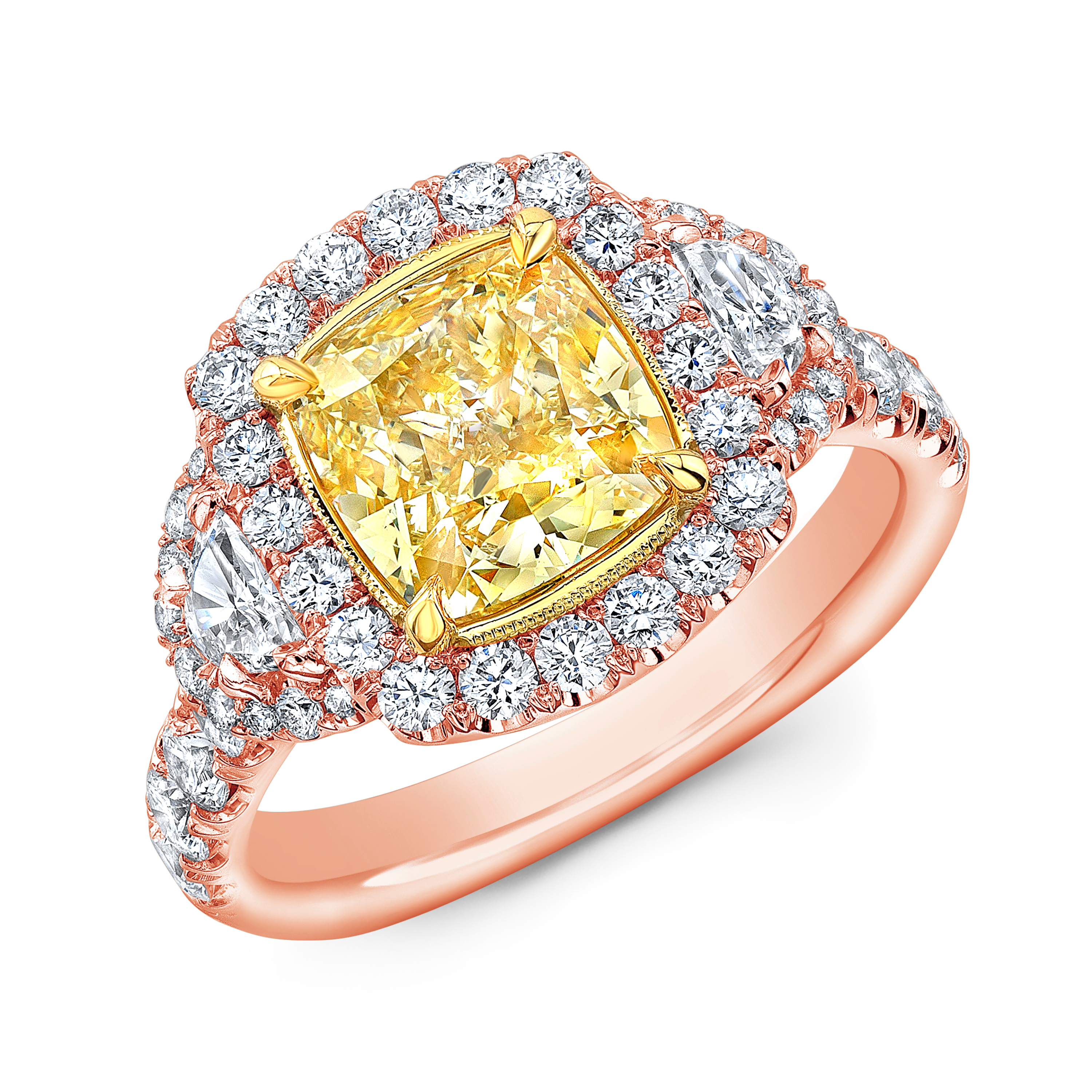 Yellow diamond rose gold ring Clearance
