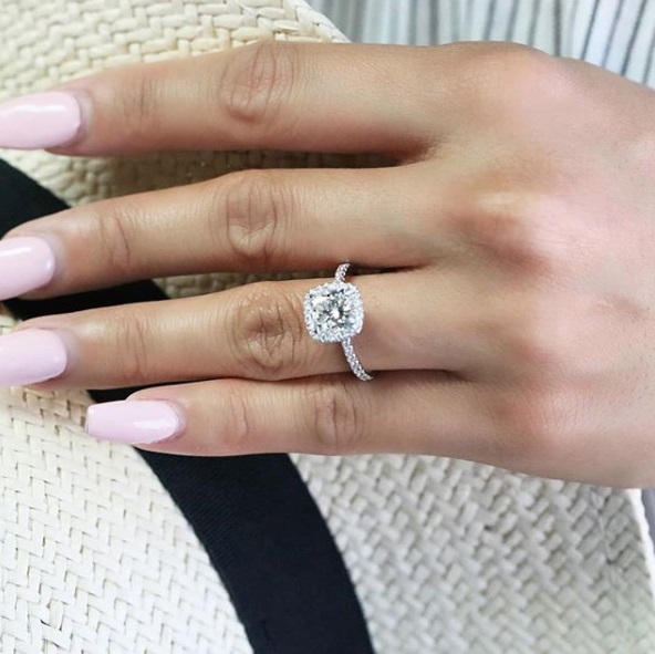 Cushion cut diamond pave band Clearance