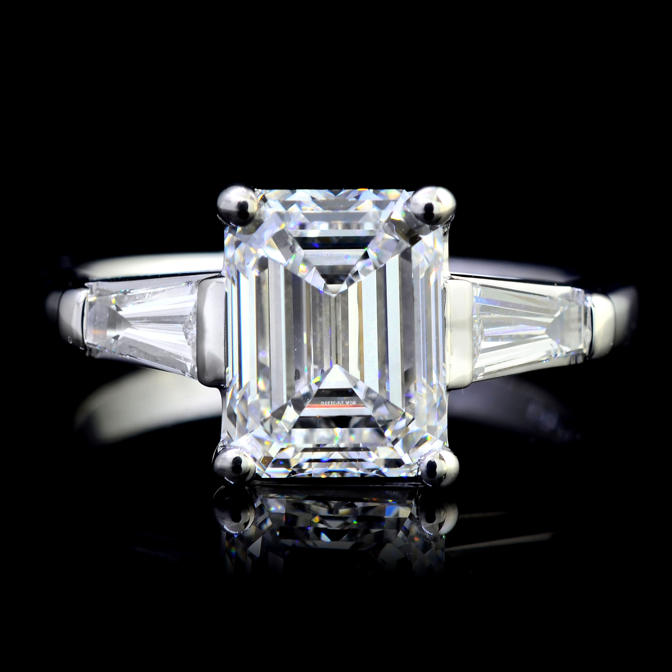 Three Stone Baguettes Diamond Engagement Ring