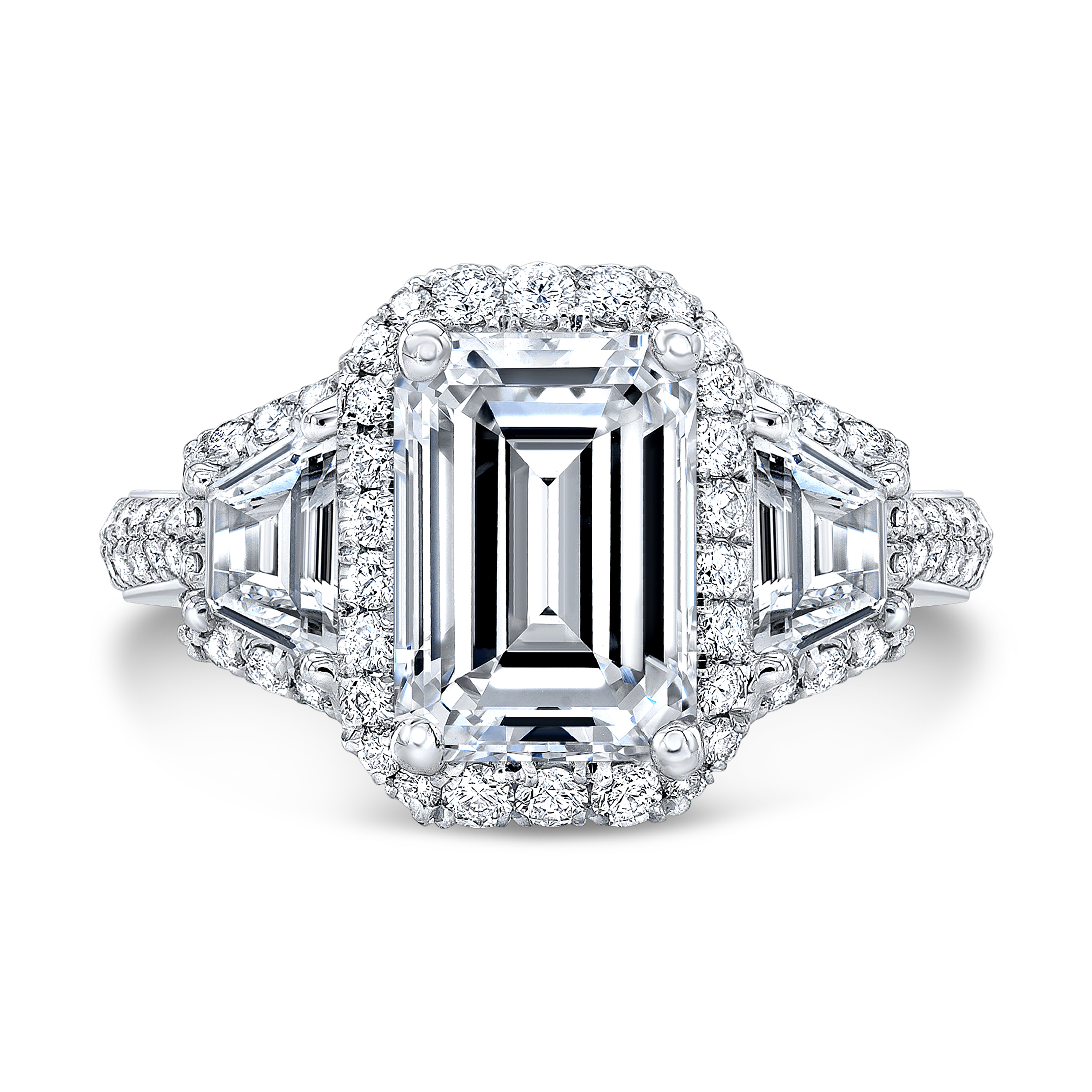 Certified 2.50 Ct White Emerald Cut Diamond Engagement Ring 14K White Gold
