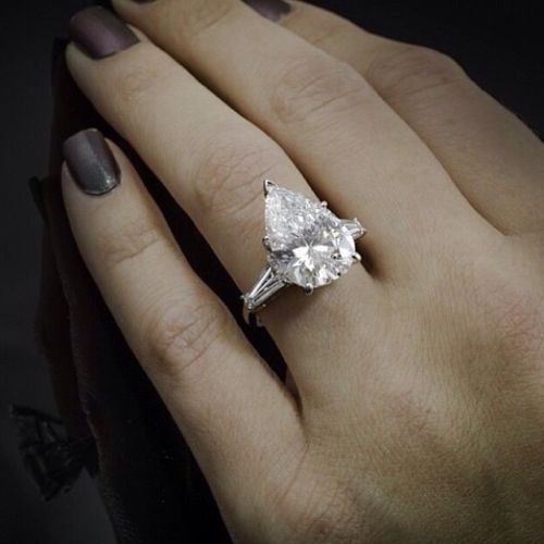 Three Stone Baguettes Diamond Engagement Ring