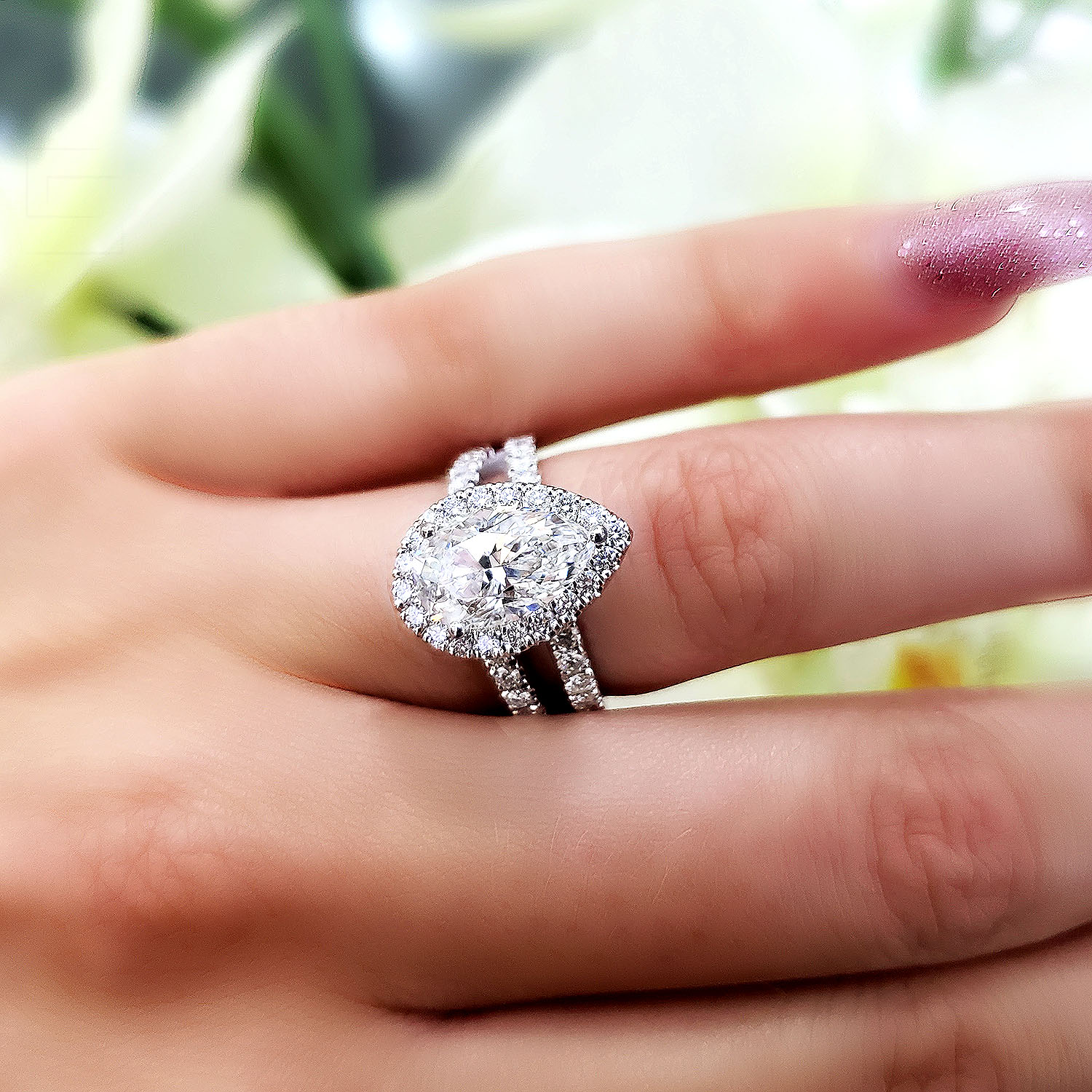 Pear Halo Split Shank Pave Diamond Engagement Ring