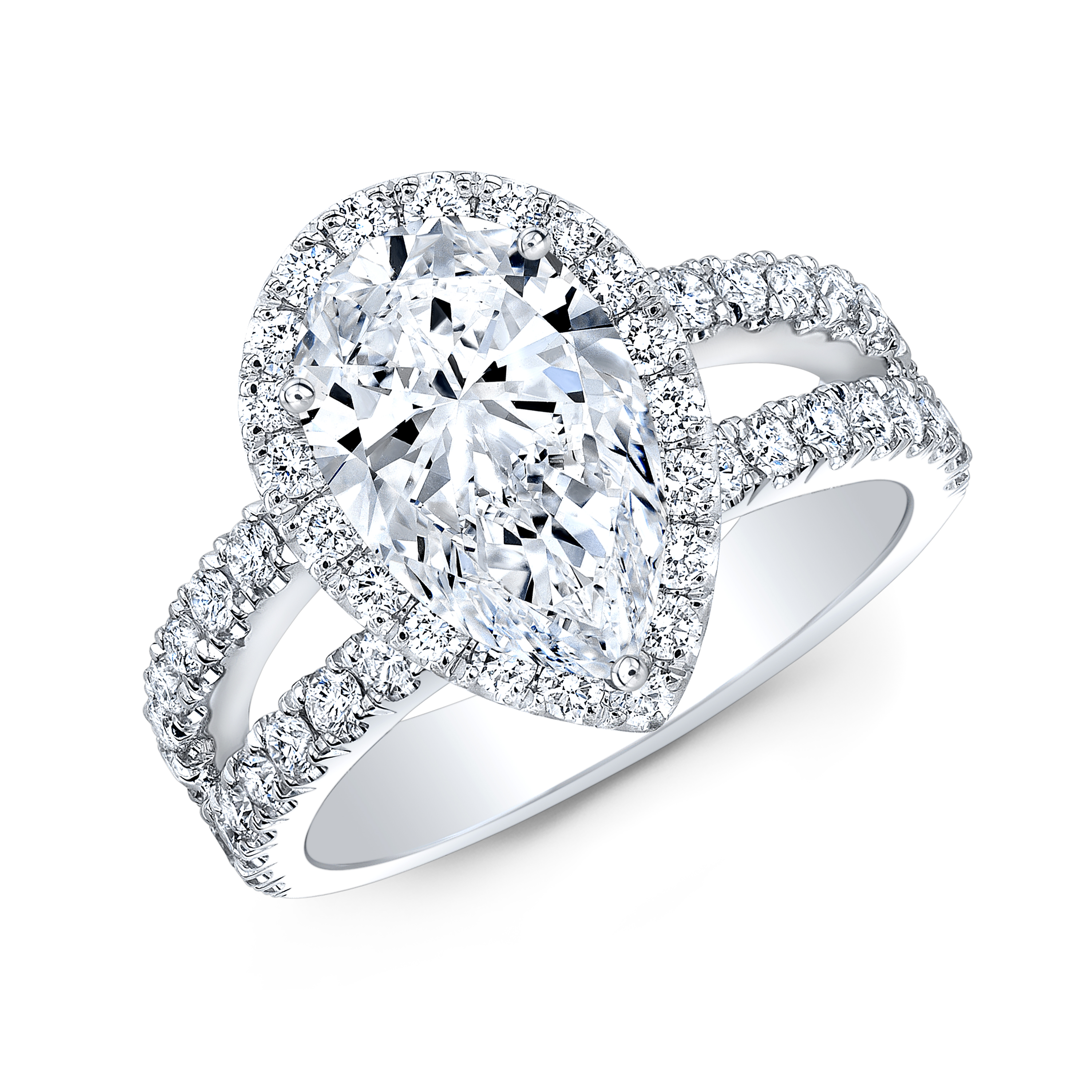 Split Shank Pear Cut Diamond Engagement Ring