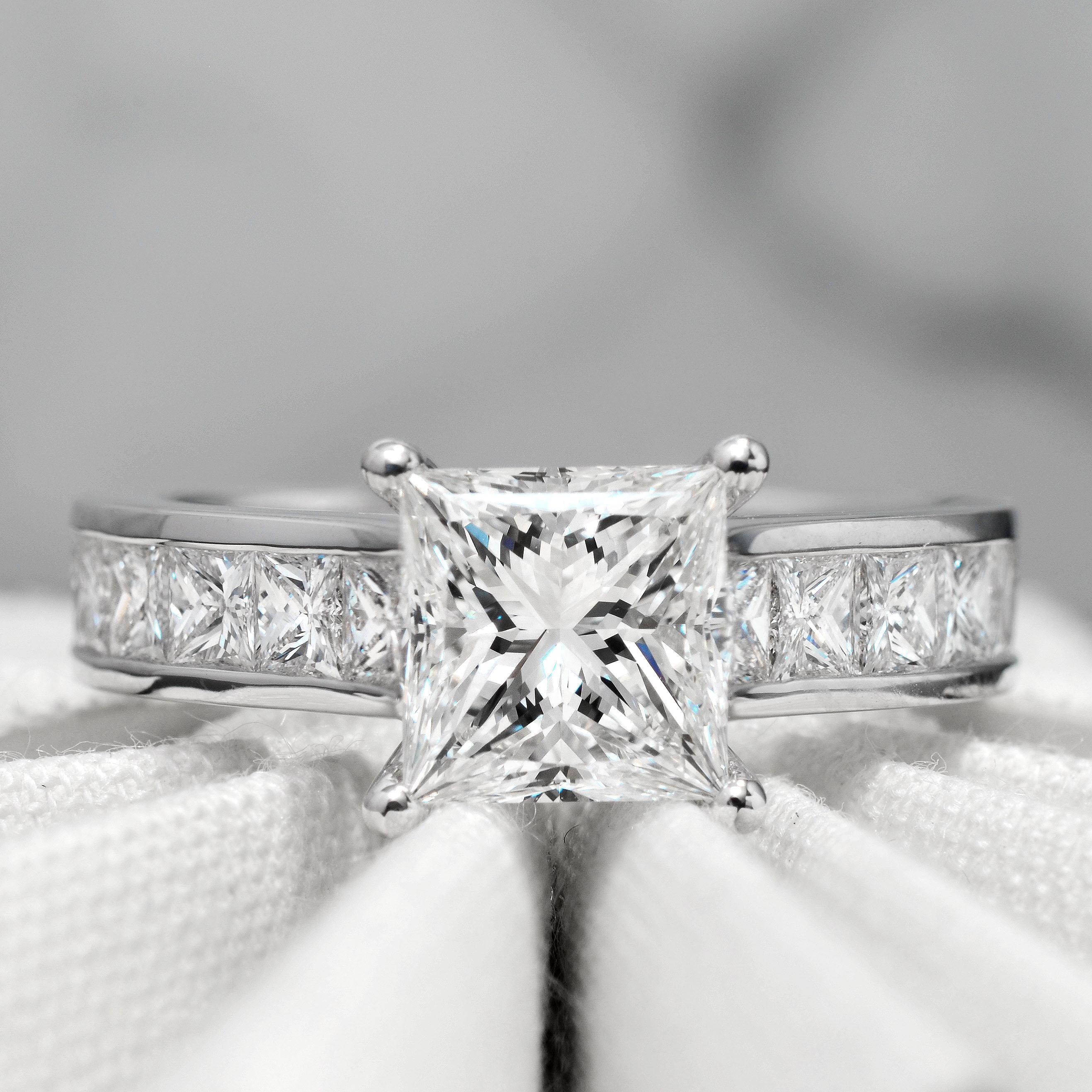 Cinderella Staircase Princess Cut Engagement Ring