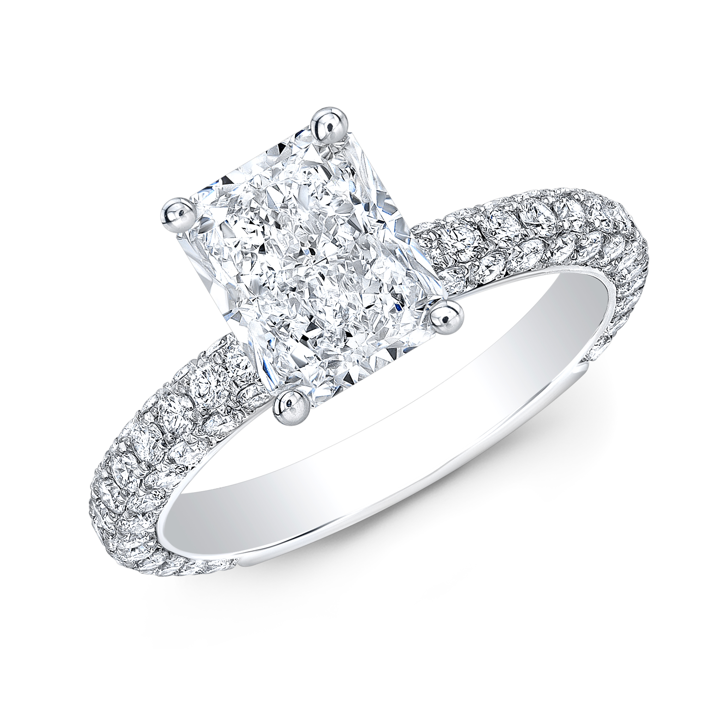 Real Diamond Engagement Ring E/SI1 2.50 Ct Radiant Cut 14k White Gold ...