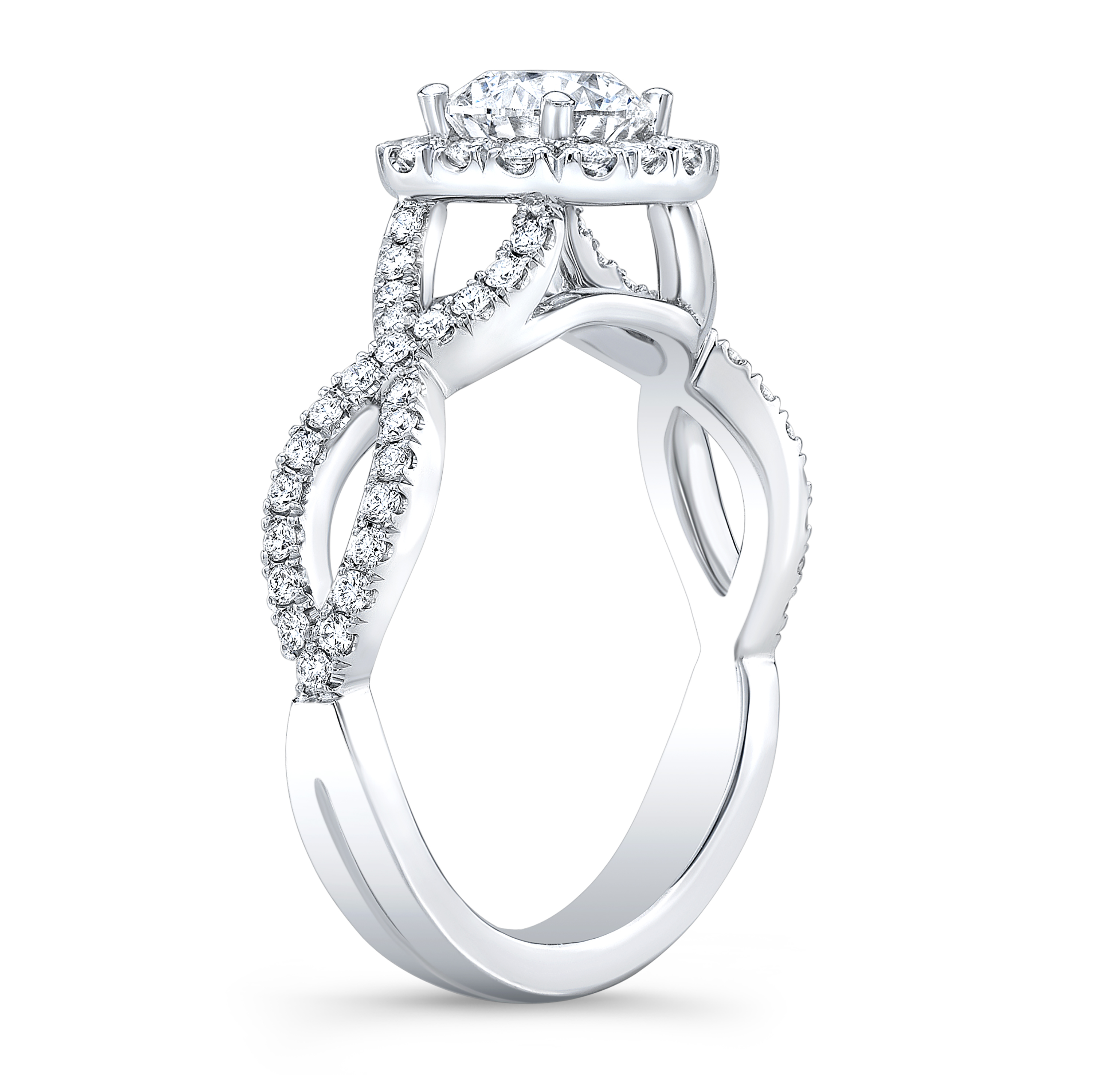 Natural Halo Infinity Pave Diamond Engagement Ring