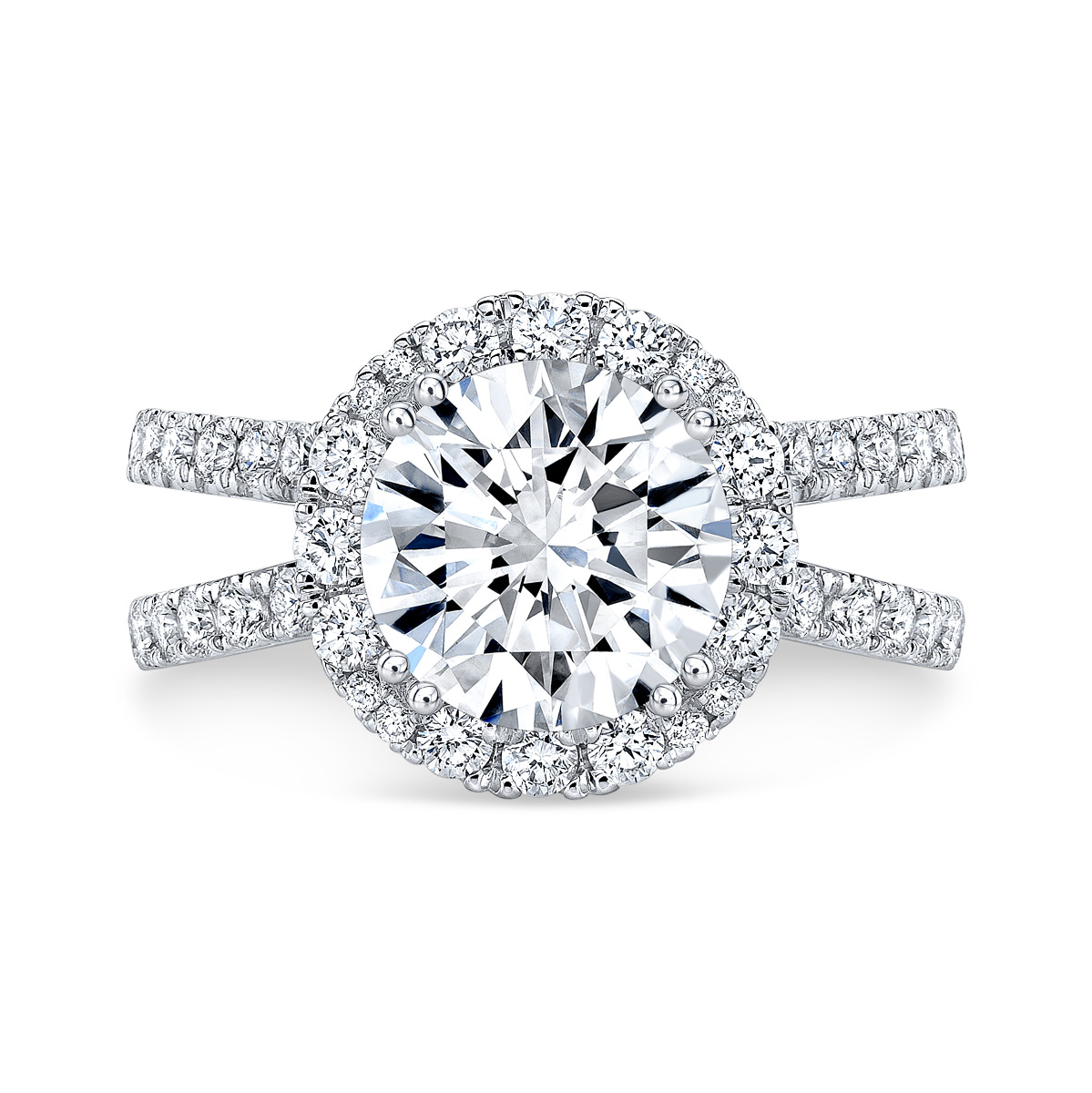 ctw 0.95 Carat 14K Gold Round Diamond Bridal Swirl Split Shank Engagement Ring Set 1 CT 