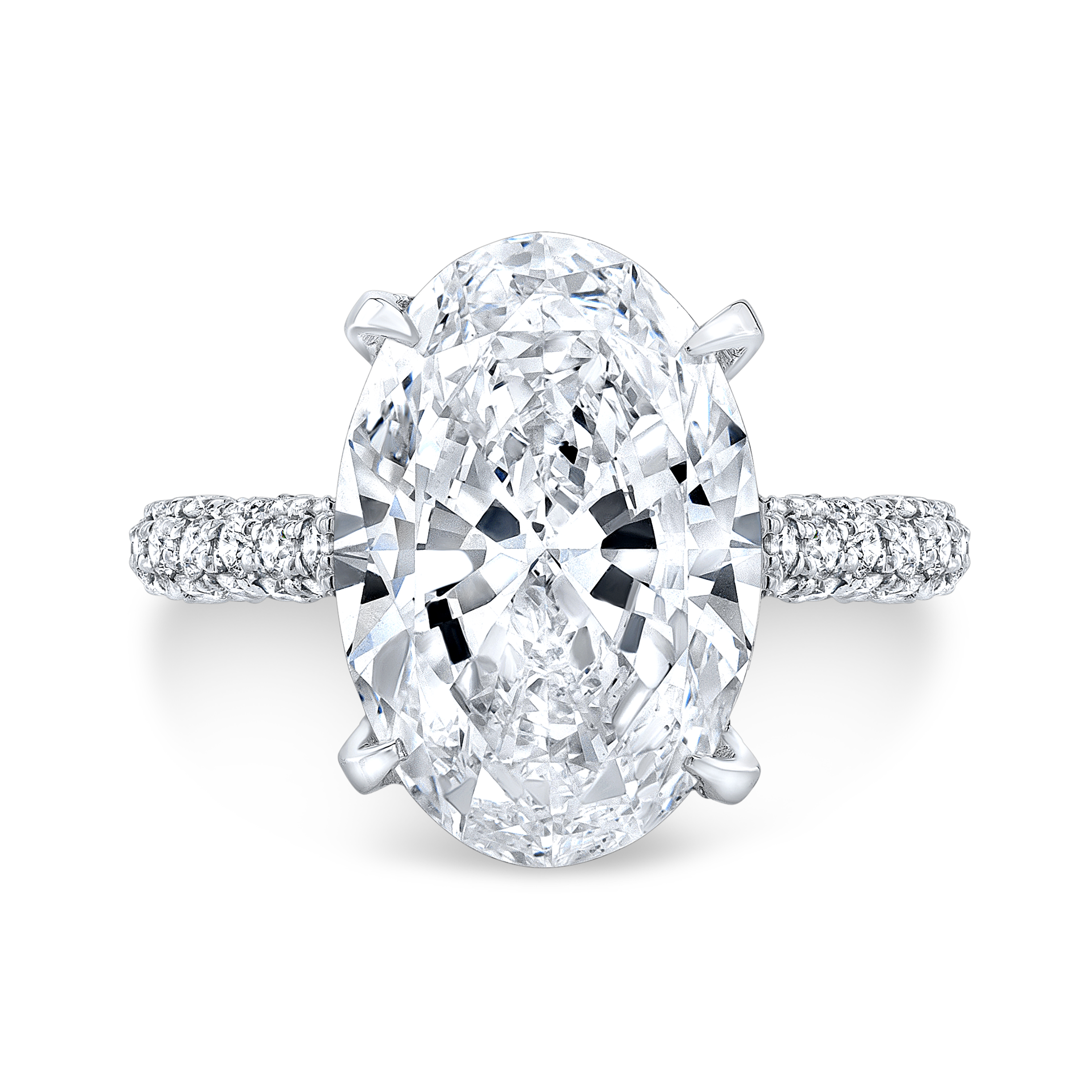 Unique Oval Diamond Engagement Ring in White Gold and Platinum