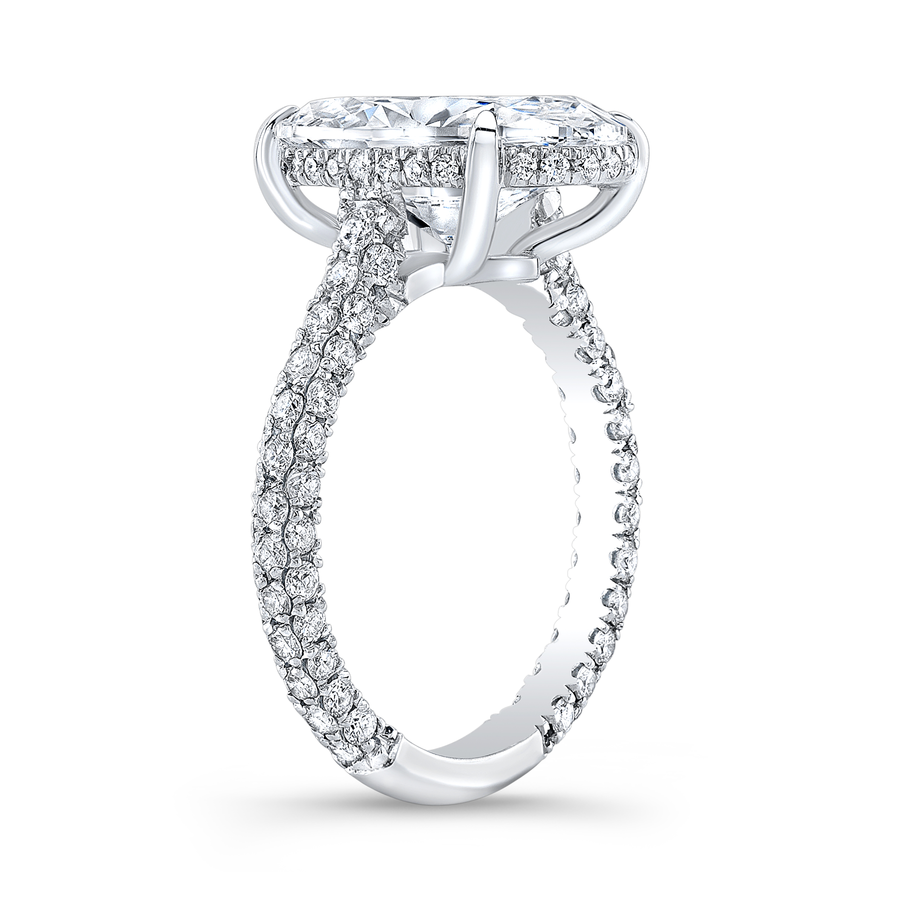 Radiant Cut Natural Diamond Hidden Halo Row Micro Pave