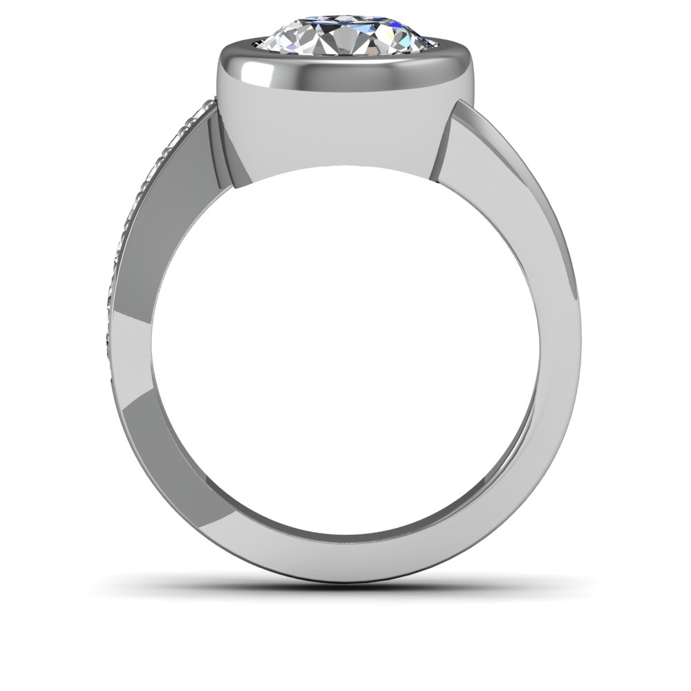 Bezel Setting Crossover Shank Pave Natural Diamonds Engagement Ring