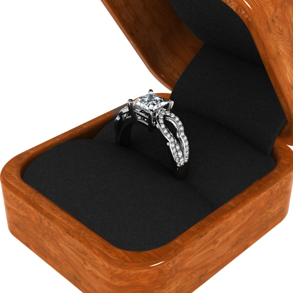 Split Shank Design Pave Natural Diamonds Engagement Ring
