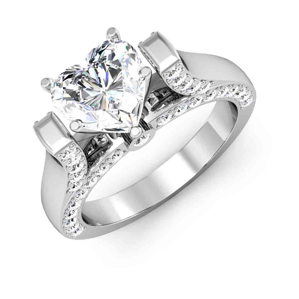 Tension Setting with Accent Pave Natural Diamonds Engagement Ring