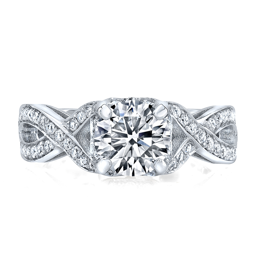 Vintage Design Twisted Pave Diamond Engagement Ring