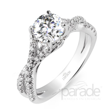 1.34 Ct. Cushion Cut Natural Diamond Parade Design Hemera Bridal Twist Split Sha R2805-R1