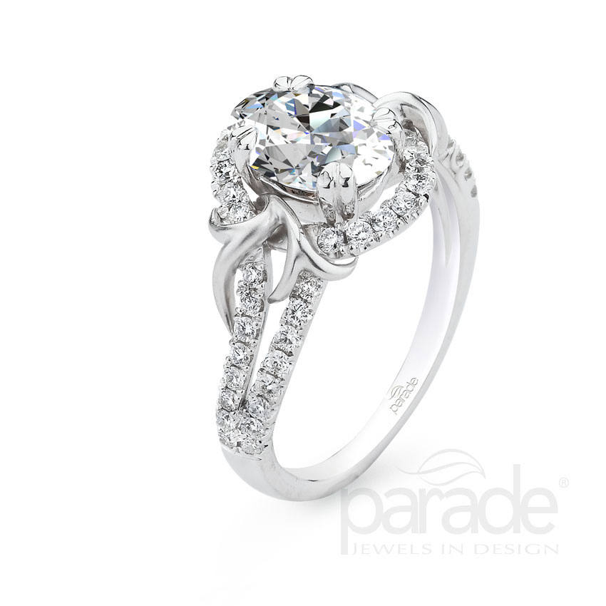 1 Ct. Cushion Cut Natural Diamond Romantic Split Shank Pave Design Lyria Bridal R2953