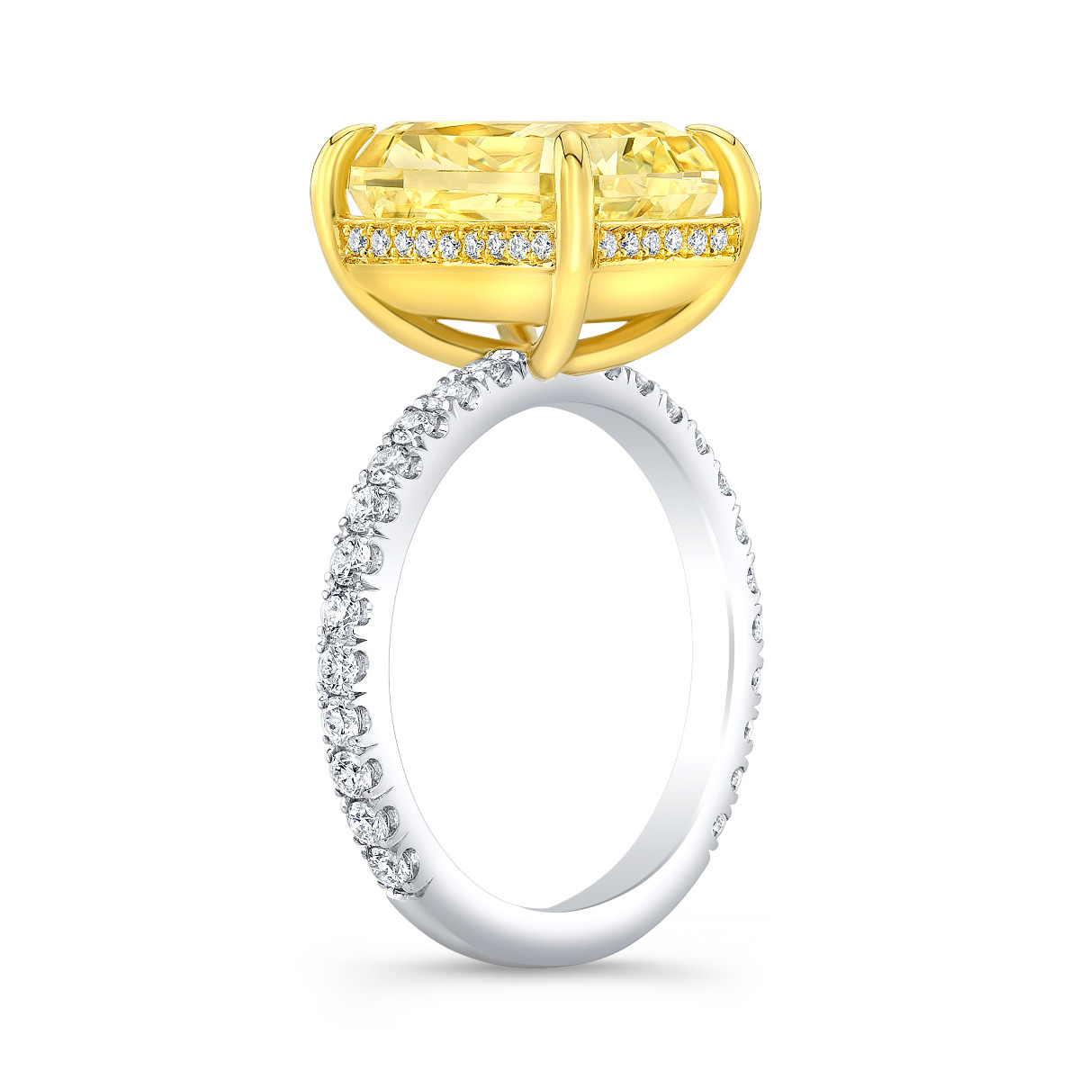 Thin Hidden Halo Pave Diamond Engagement Ring