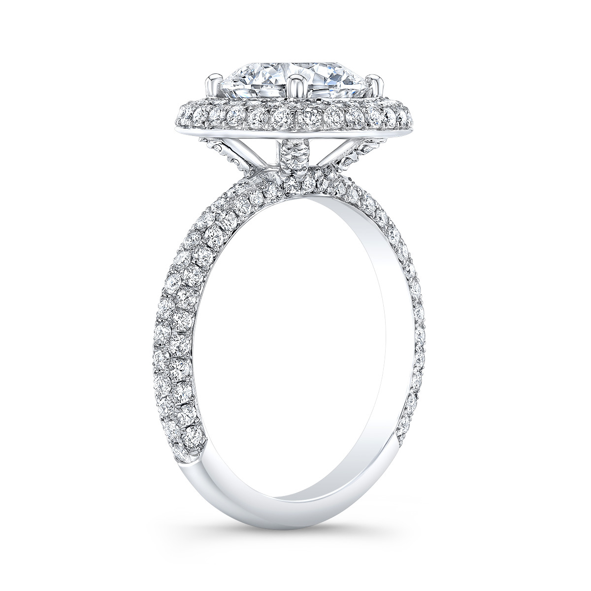 Halo Micro Pave Diamond Engagement Ring 