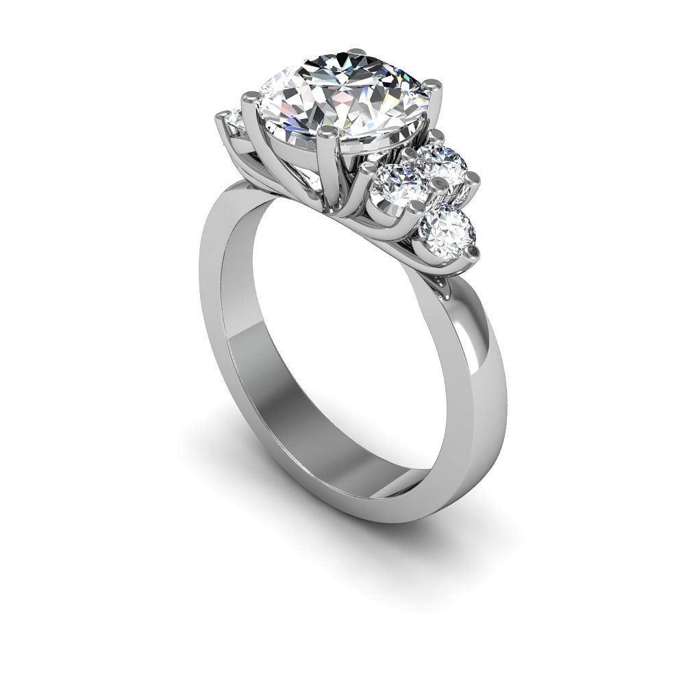 Trellis Design Sidestone Natural Diamonds Engagement Ring