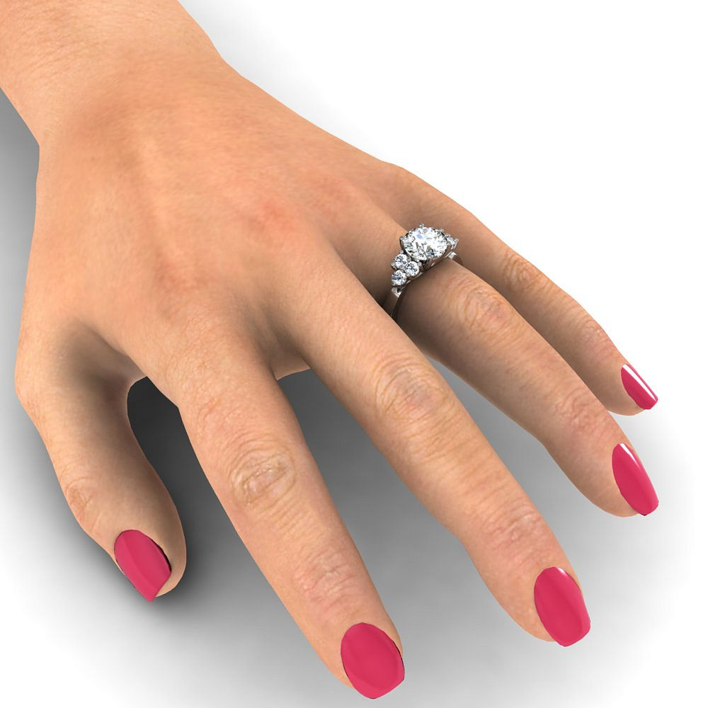 Trellis Design Sidestone Natural Diamonds Engagement Ring